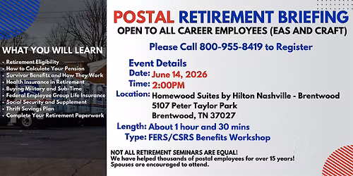 Postal Retirement Seminar - Brentwood - 06\/14\/26