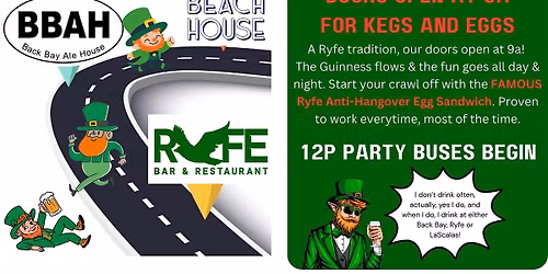 Ryfe's 6th Annual Saint Patrick's Day & Anniversary Party & Bar Crawl