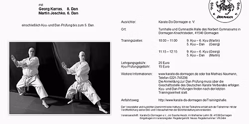 Karate-Lehrgang mit Dan-Pr\u00fcfung mit Georg Karras (8. Dan) und Martin Joschko (6. Dan)
