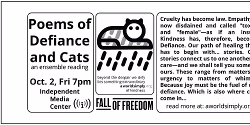 UCIMC Co-sponsored Event: Poems of Defiance and Cats\u2014an ensemble reading