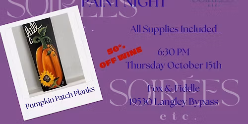 Pumpkin Patch Planks Paint Night at Fox & Fiddle (50% Off Wine)