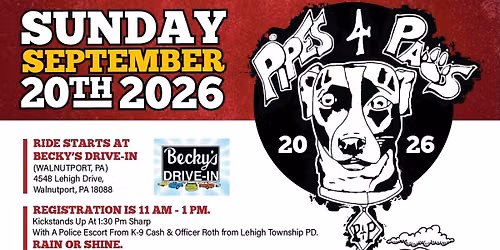 2026 Pipes 4 Paws Charity Motorcycle Ride to Help Abused Dogs & Animals
