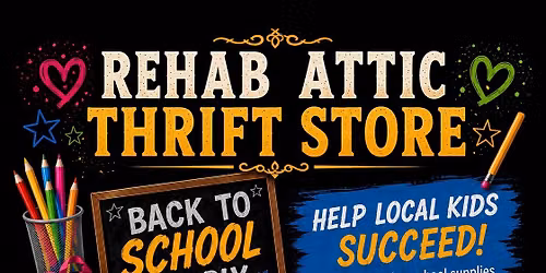 \ud83c\udf92 Rehab Attic Community Back-to-School Drive & Food Truck & Radio Day! \ud83d\udcda