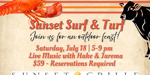 Sunset Surf & Turf Night! Buffet! Live Music!