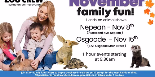 Fall Family Drop-In Animal Shows - Nepean