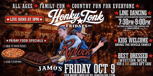 Honky Tonk Fridays | Riplock & Line Dancing at 7:30pm @ Jamo's Live