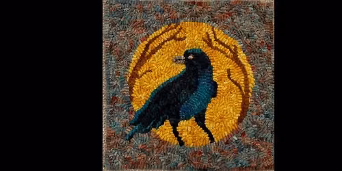 Rug Hooked Harvest Moon Raven \u2013 September 12