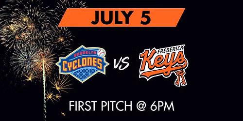 Fireworks | Brooklyn Cyclones vs Frederick Keys @6pm — 21 Stadium Dr., Frederick, MD, United States, Maryland 21703
