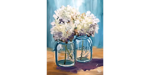 Rustic Hydrangeas Mason Jar - Paint and Sip in New Braunfels | Classpop!\u2122