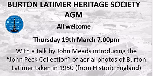 BLHS AGM with a talk by John Meads. All welcome