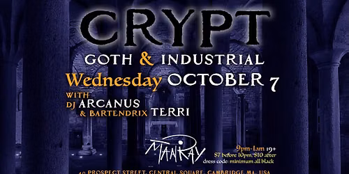 CRYPT Wednesday October 7th w\/ DJ Arcanus