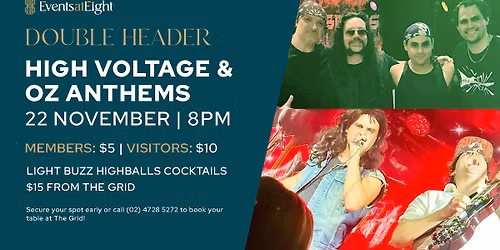 High Voltage & Oz Anthem: Band & Buzz Night at Events At Eight, Penrith RSL
