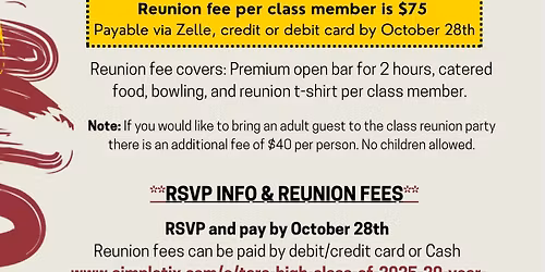 20 Year Class Reunion Party 