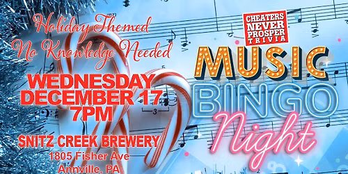 Christmas Music Bingo at Snitz Creek Brewery - Annville