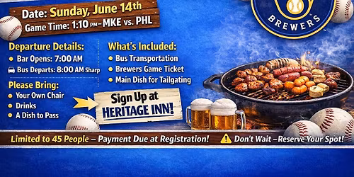 Brewers Bus Trip @ Heritage Inn