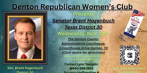 You're Invited to DRWC\u2019s November Luncheon - Senator Brent Hagenbuch, District 30