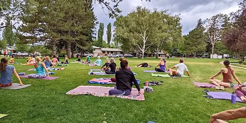 Free Community Yoga with Sandy Sat June 27 10:30 am outdoors at Tree Park