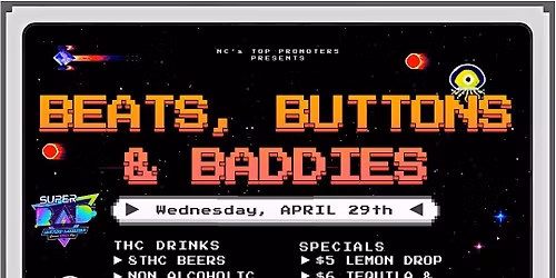 BEATS, BUTTONS & BADDIES @ Super Rad Retro Lounge | Barcade