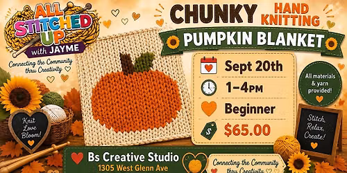 Finger Knitting Chunky Blanket PUMPKIN
