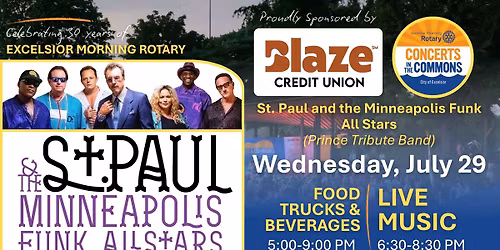 CONCERTS IN THE COMMONS \u2013 St. Paul and the Minneapolis Funk All Stars (Prince Tribute Band)