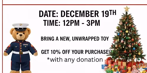 \ud83c\udf84 Toy Drive at The Soup Shop Inc. Benefiting Toys for Tots! \ud83c\udf81
