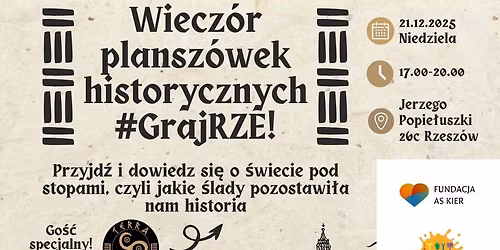 Wiecz\u00f3r Plansz\u00f3wek Historycznych #GrajRze! z Terra Ferrata!