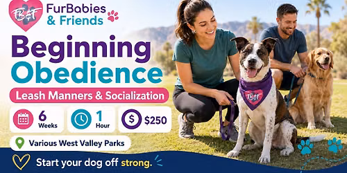 Beginning Obedience Dog Training 6 Week Class - $250 - 9\/19\/26 8am