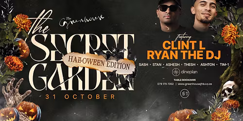 HALLOWEEN AT THE SECRET GARDEN \u2014 FRIDAY | 31 OCTOBER 2025 | RYAN THE DJ | CLINT L
