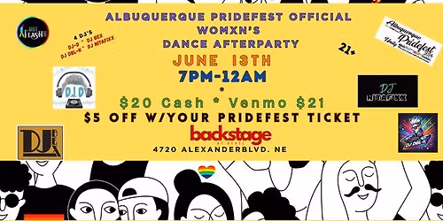 Albuquerque Pridefest Official Womxn\u2019s Dance Afterparty
