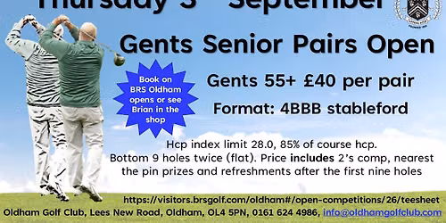 Gents Senior (55+) Pairs Open 4BBB Stableford