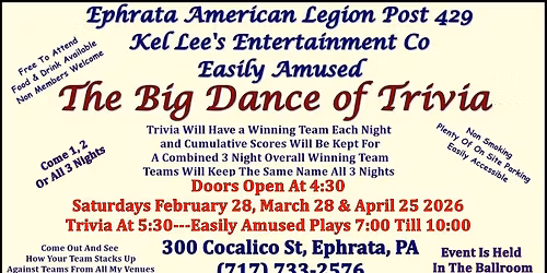 The Big Dance of Trivia 2026 American Legion Post 429 Ephrata