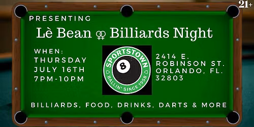 L\u00e8 Beans Monthly \u26a2 Billiards Night