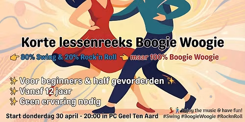 Mini cursus BOOGIE WOOGIE voor BEGINNERS & HALFGEVORDERDEN in Geel Ten Aard