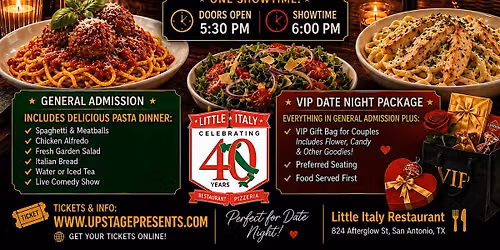 Pasta & Punchlines: Dinner & Comedy Experience