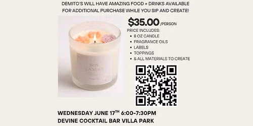 Candle Making Experience at Devine Cocktail Bar (next to Demitos)