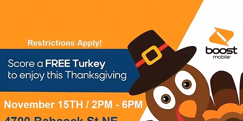 Free Frozen Turkeys & Prizes For Thanksgiving By Boost Mobile!