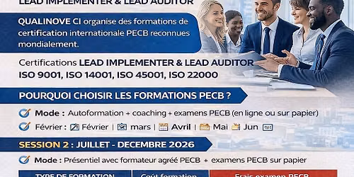 LANCEMENT DES FORMATIONS PECB 2026 \u2013 QUALINOVE C\u00d4TE D\u2019IVOIRE