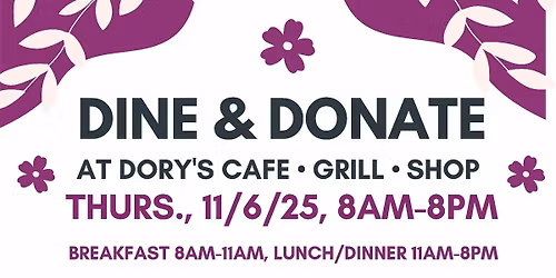 Dine & Donate: The Woman's Club of Medford, at Dory's Cafe \u2022 Grill \u2022 Shop
