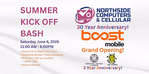 Summer Kickoff Bash: Northside Computers & Cellular 30\u2011Year Anniversary & Boost Mobile Grand Opening