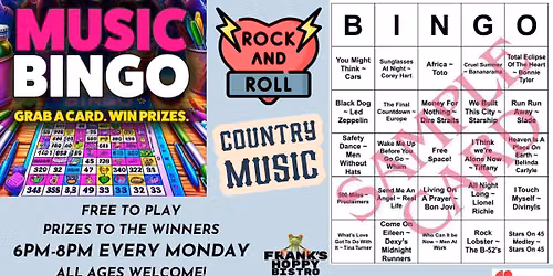 Monday Night Music Bingo!!