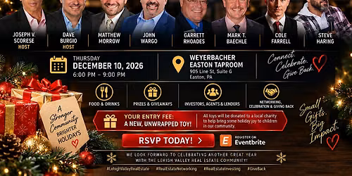 SAVE THE DATE \u2014 3RD ANNUAL LEHIGH VALLEY REAL ESTATE INVESTOR HOLIDAY PA