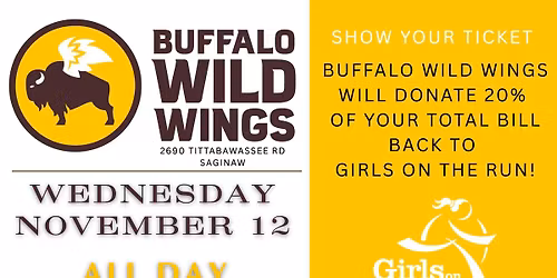 Dine at Buffalo Wild Wings and Support GOTR Great Lakes Bay!