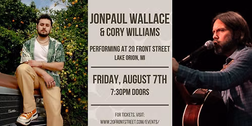 JonPaul Wallace & Cory Williams Performing in Lake Orion at 20 Front Street