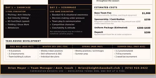 13u Baseball Tryouts