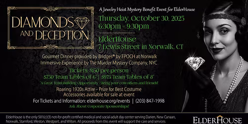 Diamonds and Deception \u2013 A Jewelry Heist Mystery Benefit Event for ElderHouse