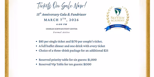 SkyView 15th Anniversary Gala & Fundraiser