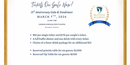 SkyView 15th Anniversary Gala & Fundraiser