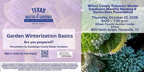 WCEMG October Monthly Meeting & Horticulture Presentation