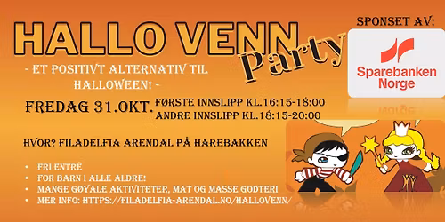 HalloVennParty Filadelfia Arendal - merk to innslipp!!
