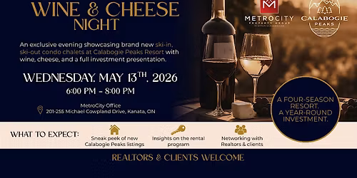 Wine & Cheese Night \u2013 Calabogie Peaks Preview